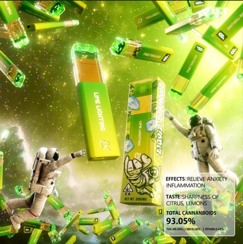 Favs Cart Lime Lightning 3G Disposable (Sativa) – Favs Cart